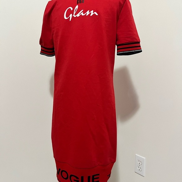 Red Tricotto Glam Dress with Black Accents - Picture 6 of 12